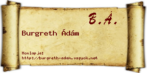 Burgreth Ádám névjegykártya